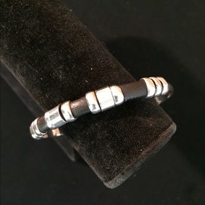Sterling silver and leather bracelets